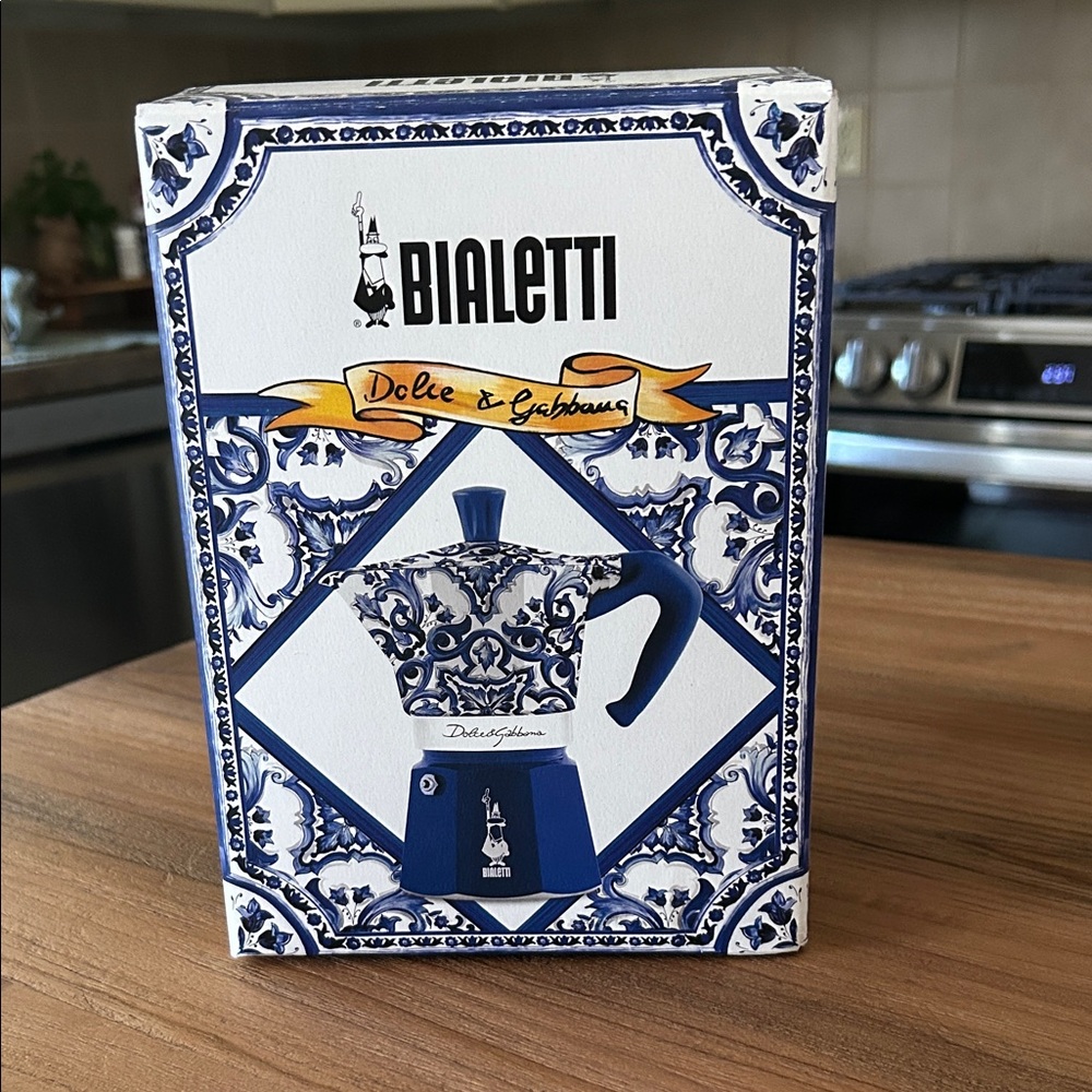 Bialetti Dolce & Gabbana Blue Ceramic-Style Moka Pot